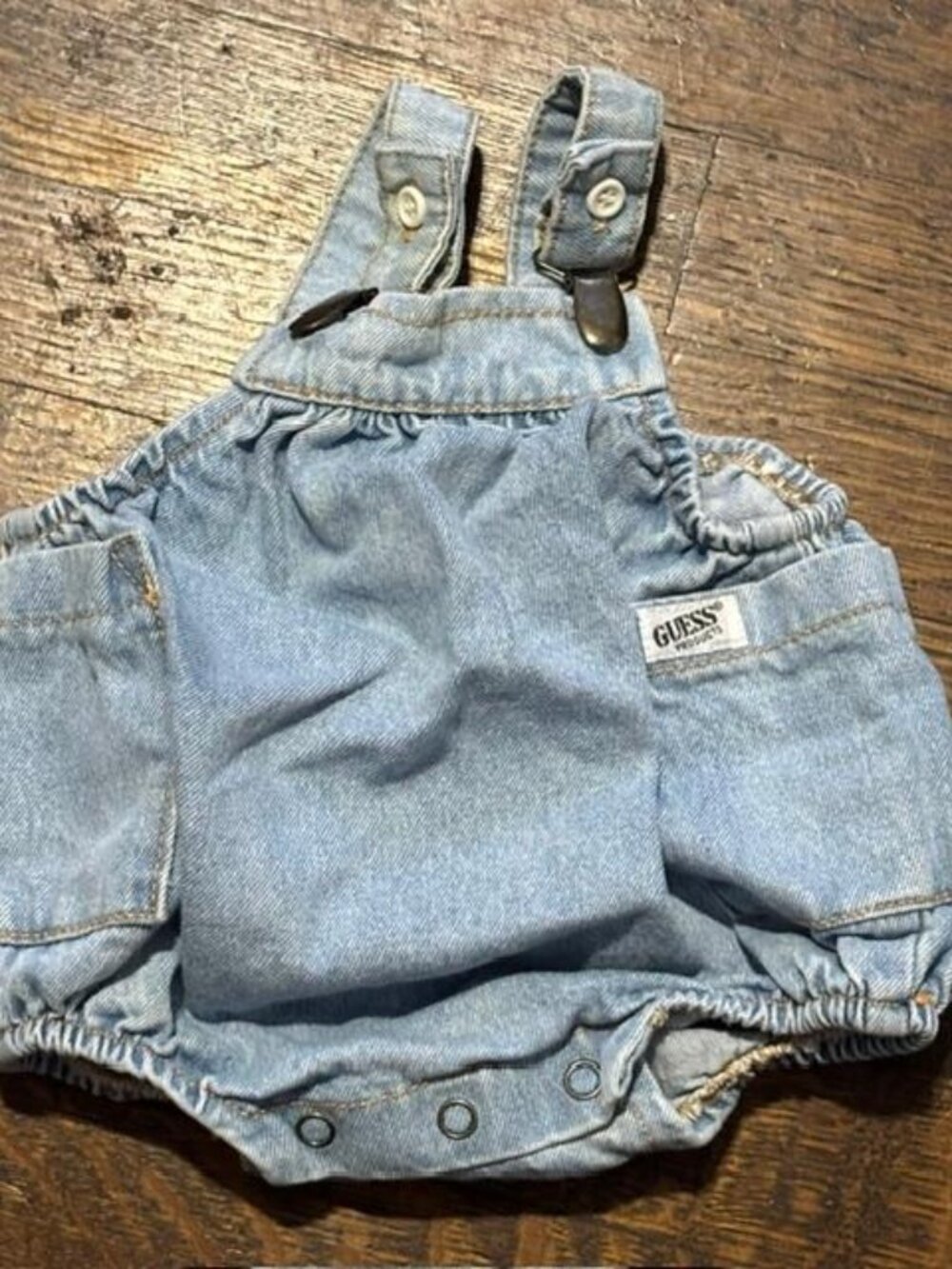 Vintage Baby Guess Denim Bubble Romper One Piece Overalls 6-9 Months USA Made